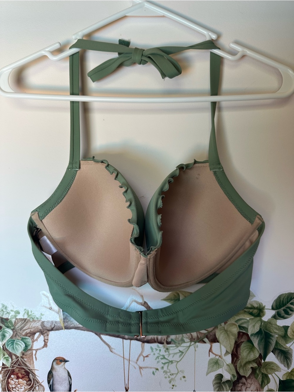 Shade & Shore Olive Green Padded Underwire Bikini Top with Halter Tie - Picture 2 of 7
